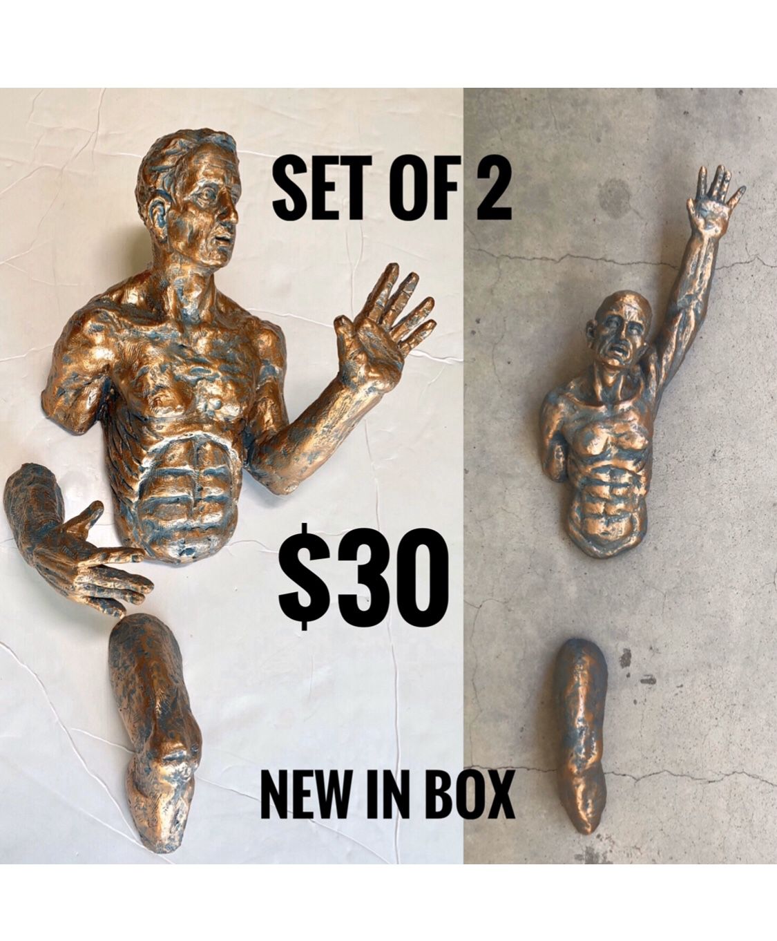 ➿3D statues for wall hanging • set of 2 for $30 • just shipping • Home Decor Sculptures Men on the wall Collection