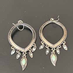 Bronze and Light Green Turquoise Dangle Earrings