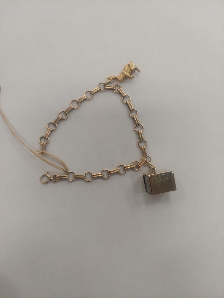 14k 6.75" Rolo Charm Bracelet