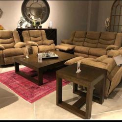 Tulen Mocha Reclining Living Room Set / Sofa And Loveseat 1149