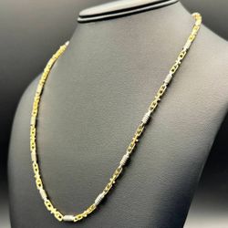 Jewelry Braccio 14k Solid Yellow Gold & White Gold Chain 21” Necklace 36.1 grams Two Tone 4.2mm width