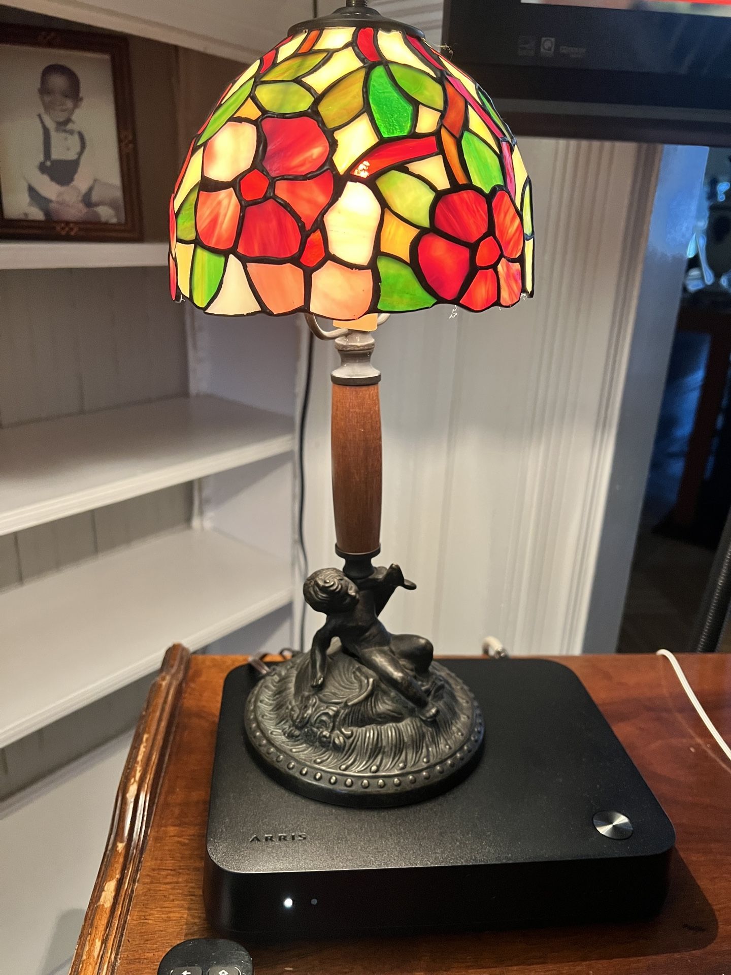 Price Drop - Antique Tiffany Style Leaded Glass Lamp