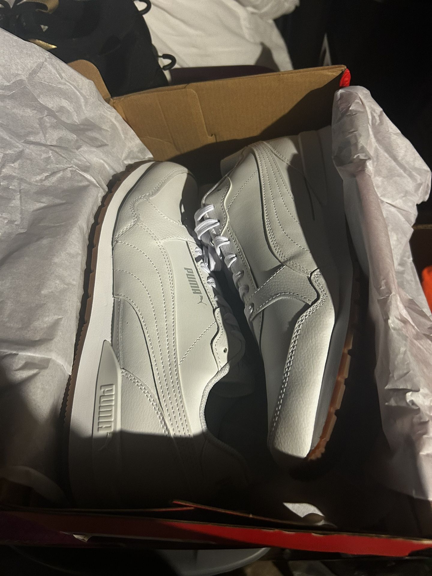 All White Tan Bottom Pumas Size 12