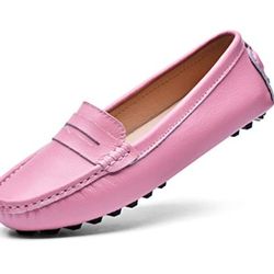 PINK LEATHER DRIVING SHOES