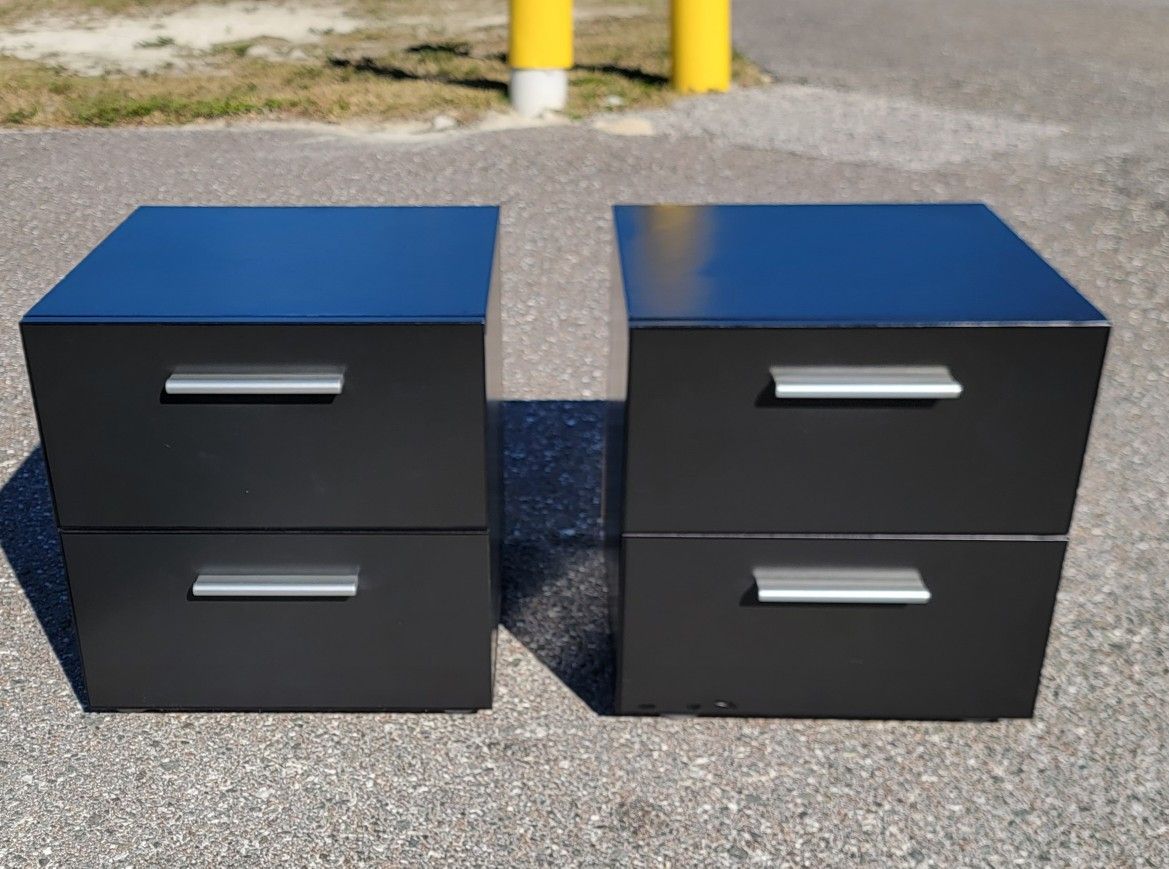 (FREE DELIVERY) Tvilum 2 Drawer Nightstands Black & Silver