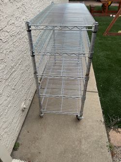 5 metal Shelf Tech System rack with casters