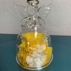 Preserved Flower in Glass Angel Figurines Gifts for Women.