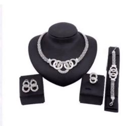4pcs African Ethiopian Jewelry Set Necklace Bracelet Earrings And Ring