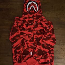 Red/Black Bape Shark Camo Hoodie