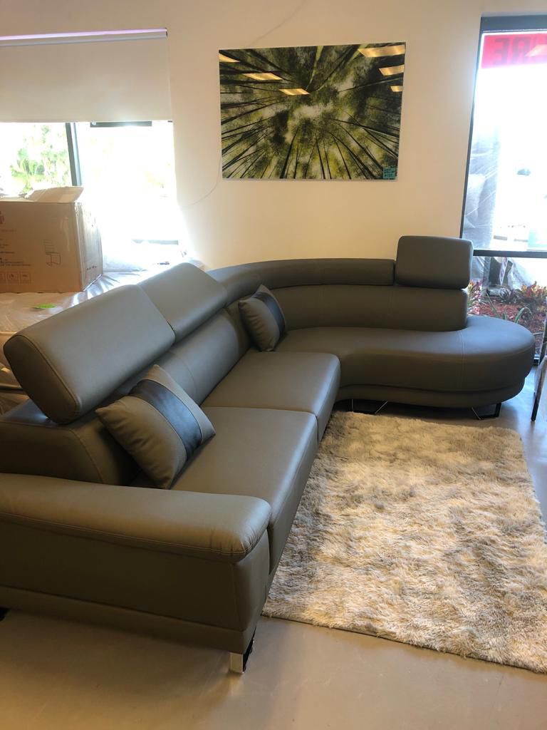 New Grey Leather Sectional🎉we finance just $39 down payment