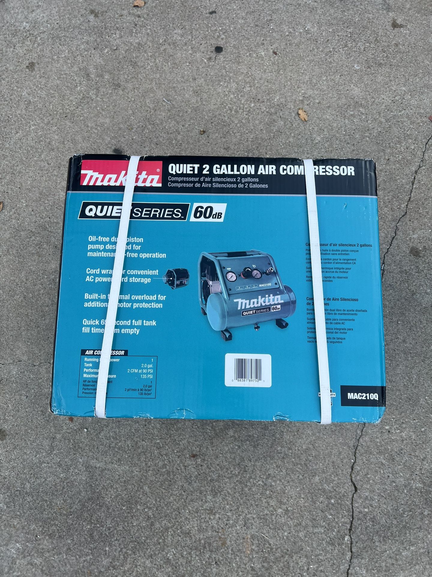 New 2 Gallon oil free eletric air compressor