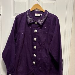 Brand New Quaker Family Purple Jacket with Rhinestones - size 2X - Rare - clothes - Simi valley