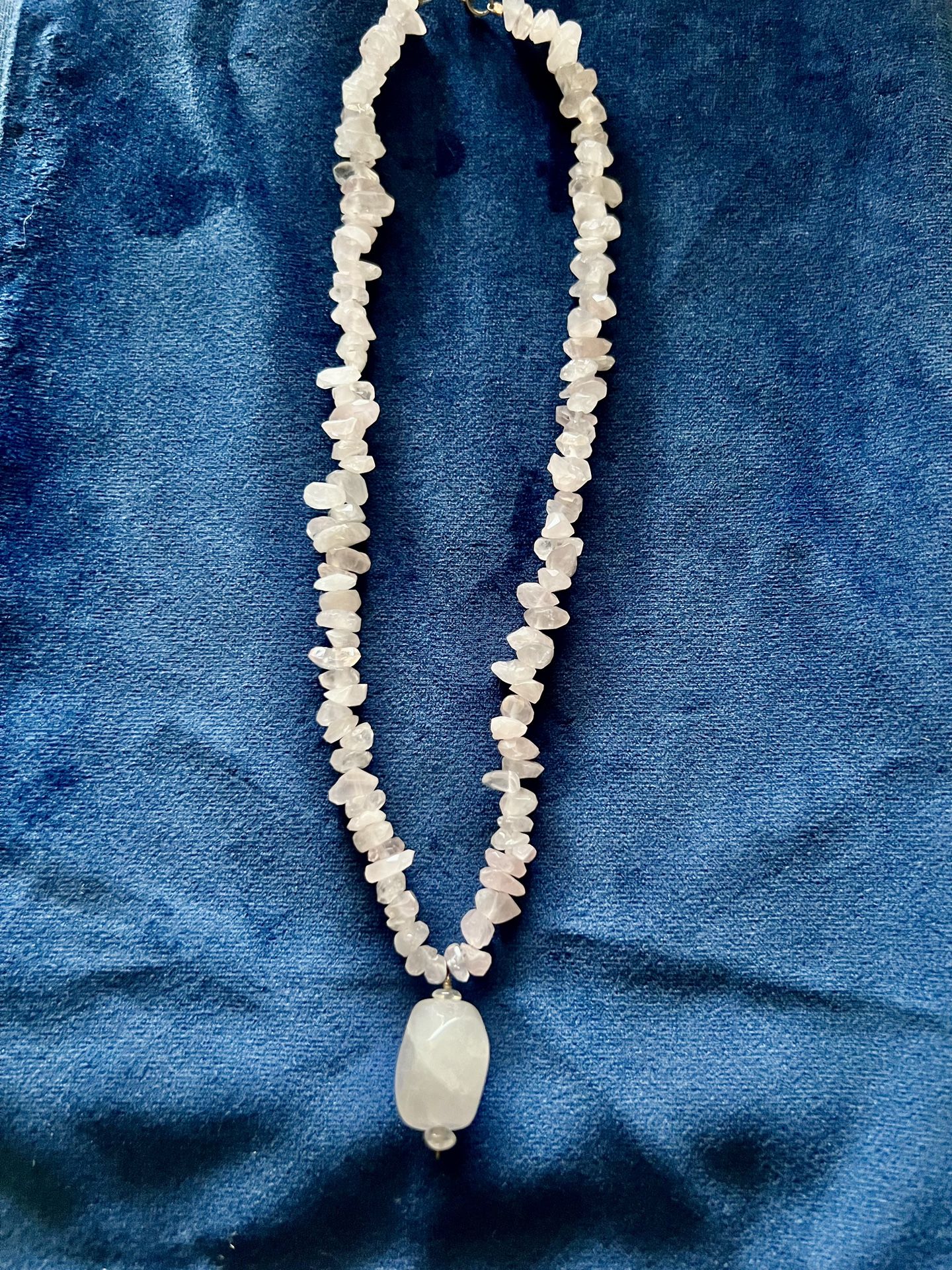 Rose Quartz, Pebblestone And Rose Quartz Pendant 15.5 Inch Necklace