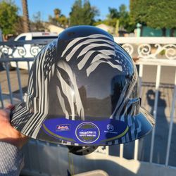 Fiberglass Hard Hat (Black And White Flags)