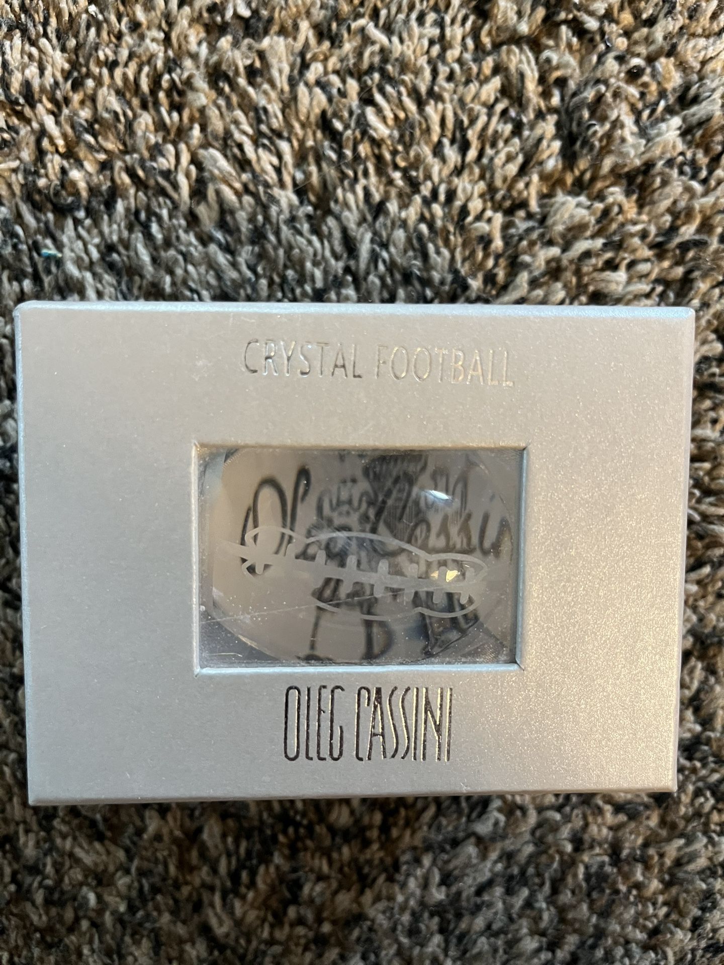 Oleg Cassini Crystal Football Paperweight 
