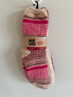 NWT MUK LUKS Cozy Boot Socks Women's Size 6-11 Fair Isle Pink Warm Winter 3-Pair