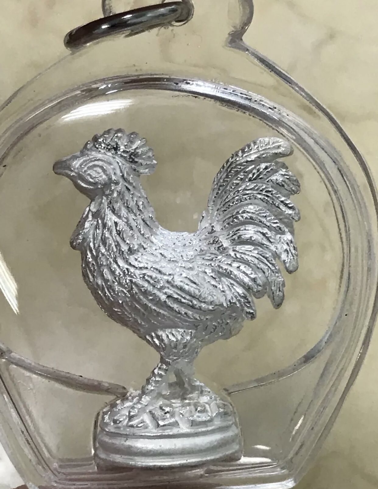 Lucky Silver Chicken Stand On Gold Pot Thailand Thai Amulet Pendant Blessed By Lp Leng Collection Charm