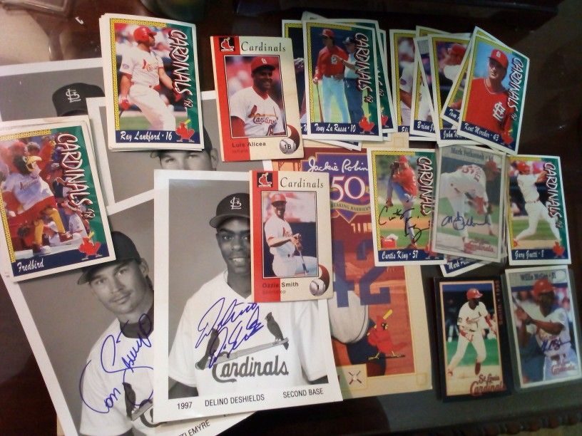 90s Cardinals Memorabilia. Signed Photos. Unique Cards Great for Cardinal Fan!