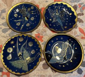 fragonard glass plates blue acrobatics