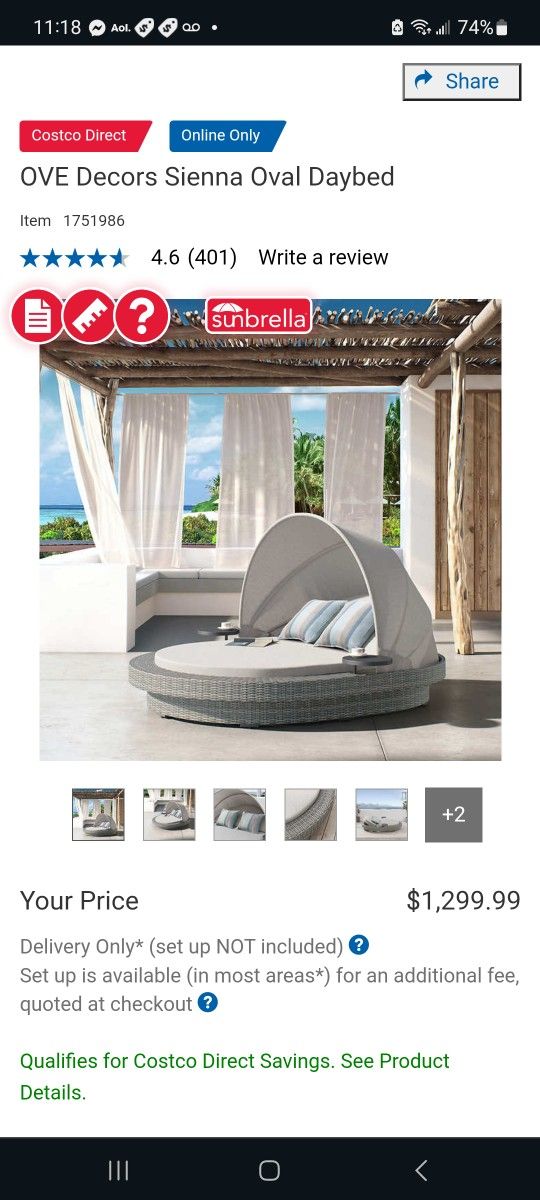 OVE Decors Sienna Oval Daybed $1,000
