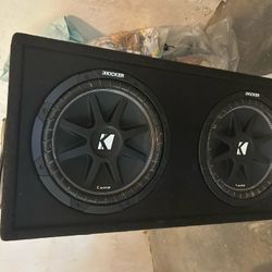 Kicker Duel 12 Inch Speakers With Box And CXA800.1 Kicker Amplifier