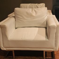 Cube Armchair White Leather 