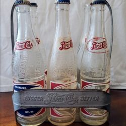 Vintage Metal Pepsi Six Pack With Bottles.