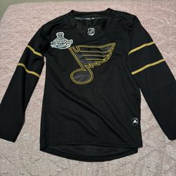 Stl Blues Womens Small Adidas Black Gold Stanley Cup Patch Jersey Rare Unique