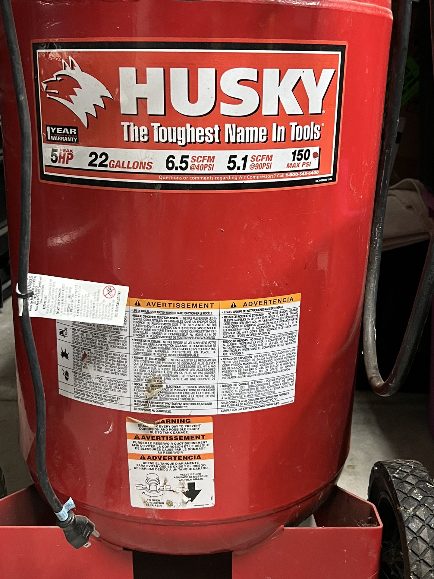 Husky 5hp 22 Gallon Air Compressor For Sale In Dixon Ca Offerup