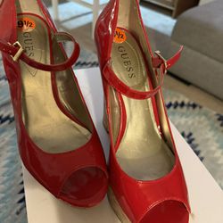 Guess Red Wedges Brand New Size 9.5