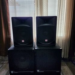 Pro DJ Sound System: 18" Powered Subwoofers, 15"  Powered Speakers, Stands. Party