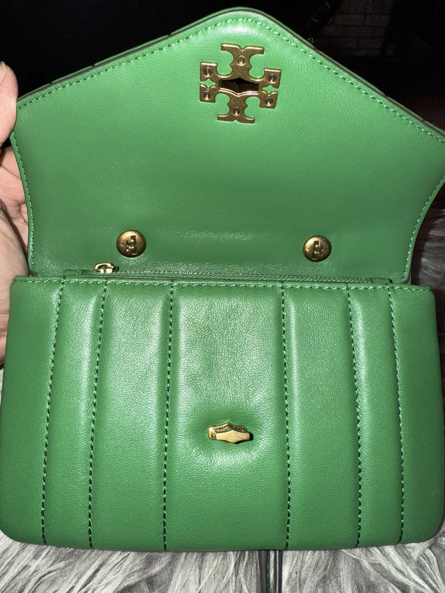 Tory Burch Mini Kira Top Handle Bag Basil color Like new
