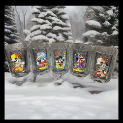 McDonalds Disney World Mickey Mouse 2000 Celebration Millennium Glasses Set of 5