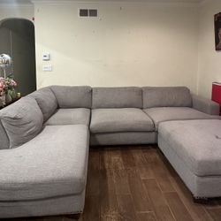 Costco Fabric Sectional Couch w/ Ottoman – Modular, Light Gray OBO 