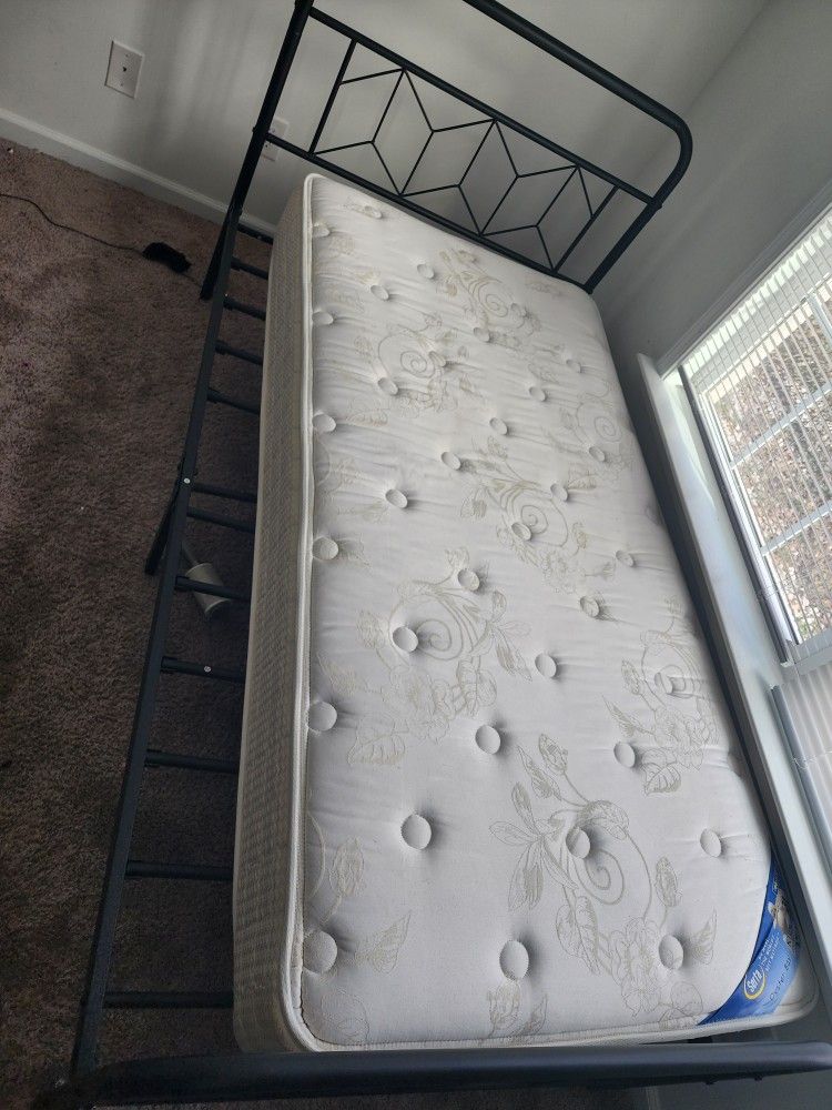 2 Twin Size Beds And Metal Rails