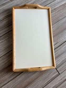 Wooden Serving Tray with White Surface