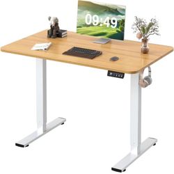 Furmax Electric Height Adjustable Standing Desk Large 40 x 24 Inches Sit Stand up Desk Home Office Computer Desk Memory Preset with T-Shaped Metal Bra