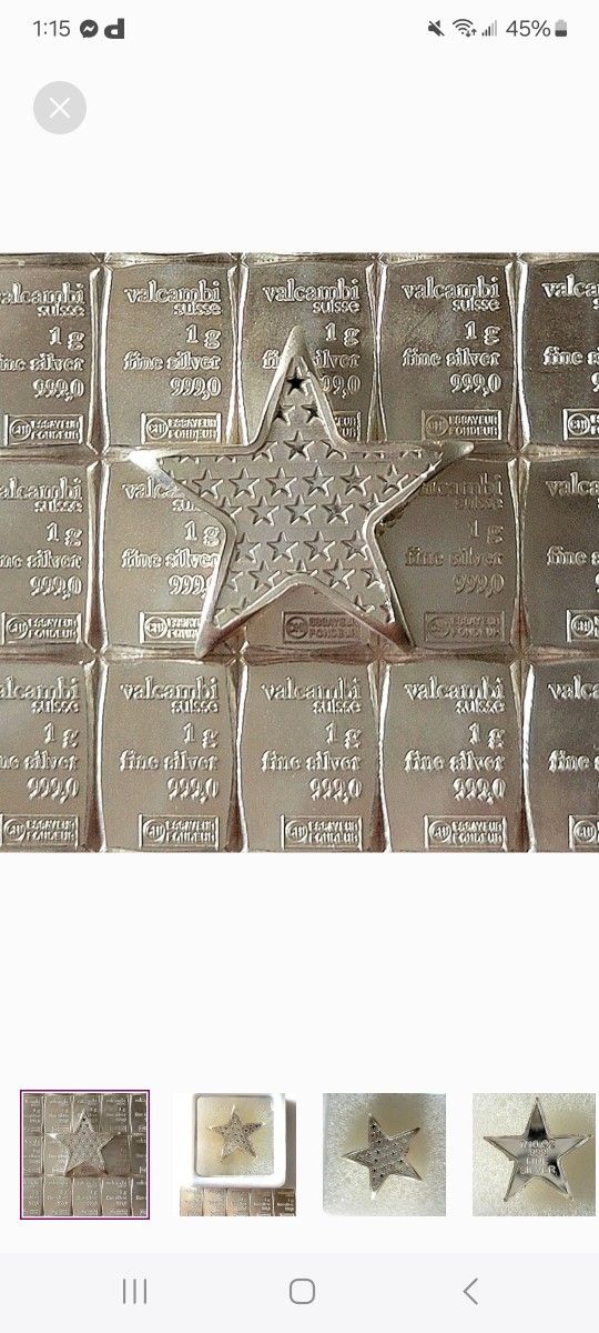 1/10th Oz Silver Star + 2g Valcambi Silver Bars 