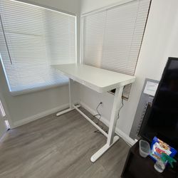 White Electric Stand Up Desk 24”x48” - Great Condition