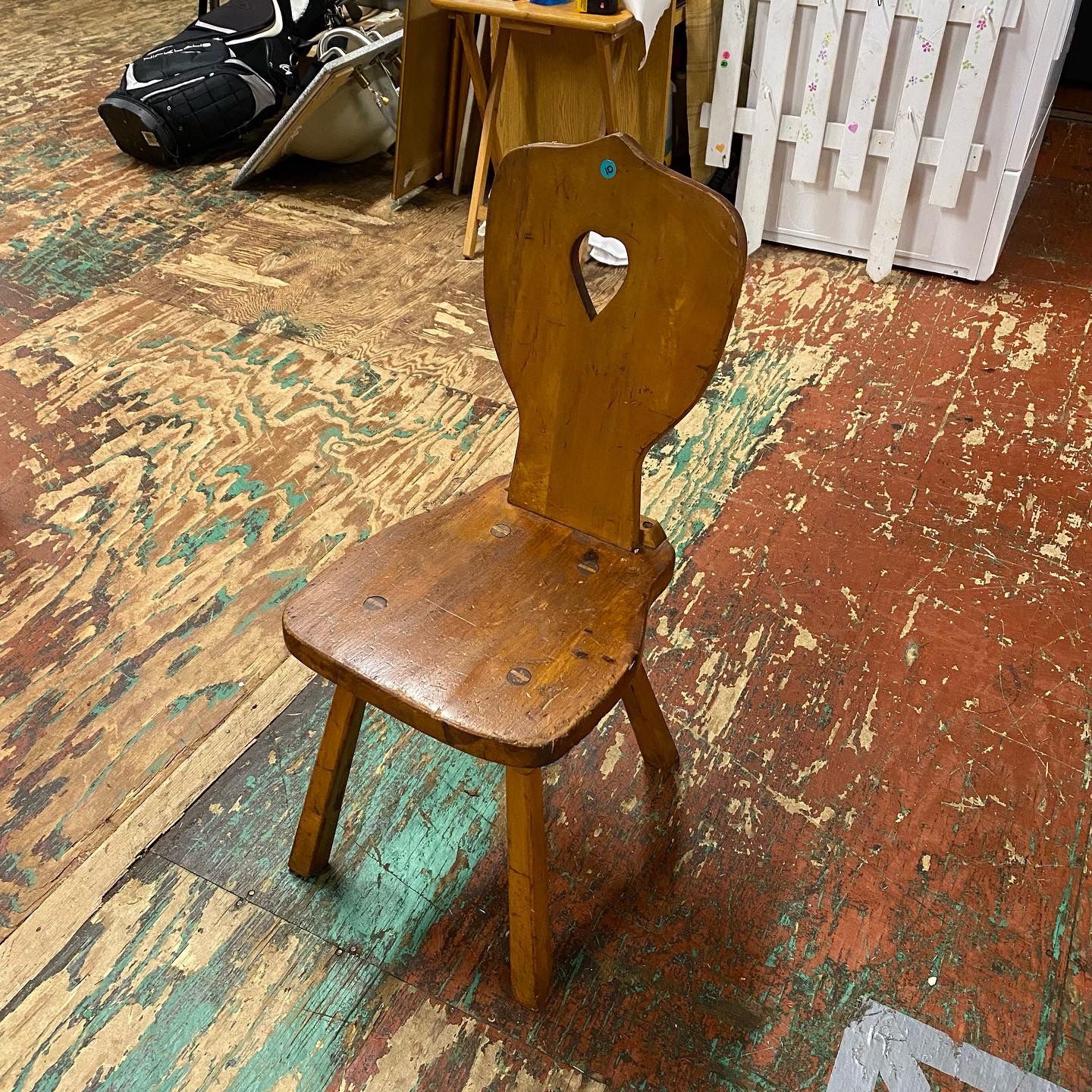 Vintage Wooden Chairs with Heart Cutout Backs. $10 each. 3 available. Buy Multiple will do $5 each