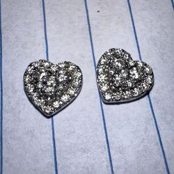 Heart Round Cut Natural Diamonds ScrewOn Earrings 14k