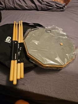 Drum Practice Pad with Sticks and Carry Bag