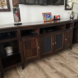 TV Media stand 7 Ft Long Real Wood 