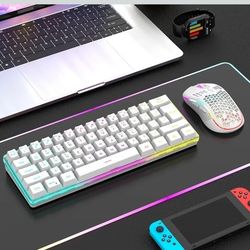 RedThunder 60% Wireless RGB Gaming Keyboard & Mouse Combo – Rechargeable (White)