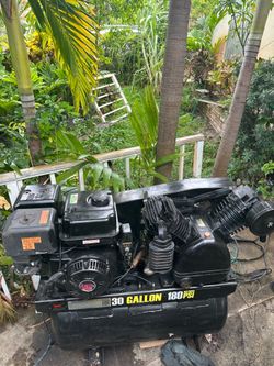This is a 30-gallon, gas-powered air compressor featuring a 420cc engine