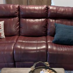Cherry Brown Leather Couch