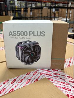 Brand New In Box - CPU Cooler | Deepcool Universal RAM 140mm PWM Fan, A-RGB AS500 Plus BLACK I Dual Fan