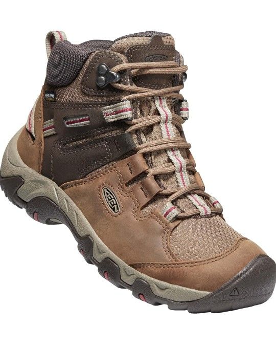 KEEN Women's Steens Mid Calf Hiking Boot 1023487 Coconut Tibetan Red Size 5