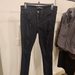 Size 6L Express Black Stretch Distressed Jeans