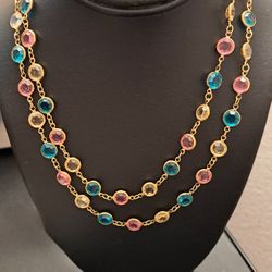 Rare Vintage Swarovski Crystal Bezel Necklace